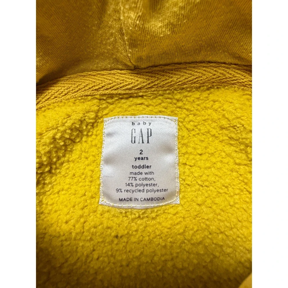 Gap Kids Toddler Arch Logo Pullover Hoodie Yellow Blue 2T Fleece Sweatshirt